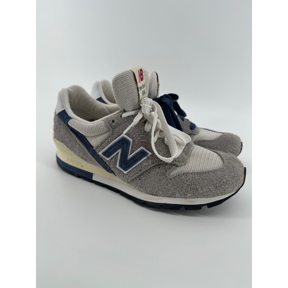 New Balance 996 Made in USA Grey Day Navy U996TE Mens Size 7 Suede Sneakers